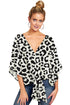 Women's Leopard Print Floral Tie Front Shirt